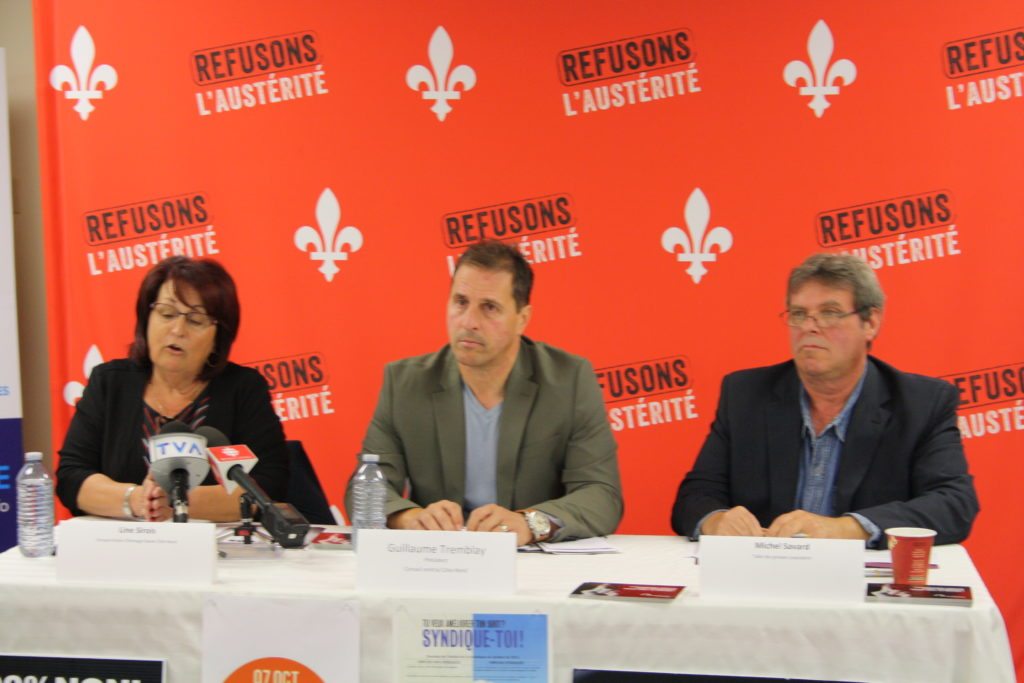 La campagne 5-10-15 a aussi été lancée sur la Côte-Nord en présence de Line Sirois d’Action chômage Haute-Côte-Nord, Guillaume Tremblay, du Conseil central Côte-Nord (CSN), et Michel Savard, de la Table des groupes populaires.