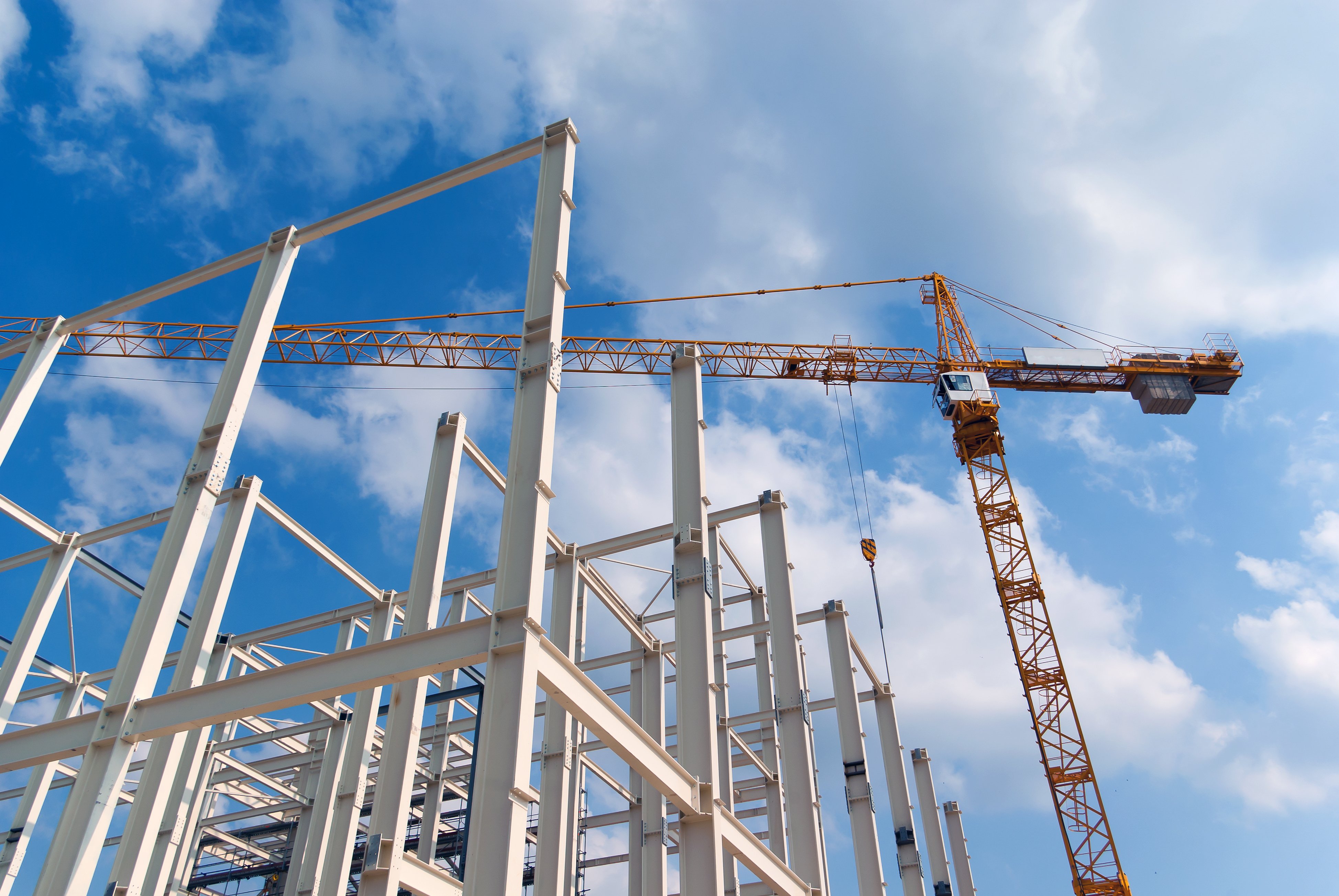 Construction of building a beautiful sky background
