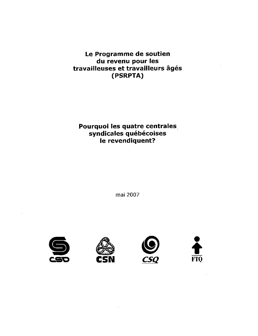 Mémoire sur le PSRPTA