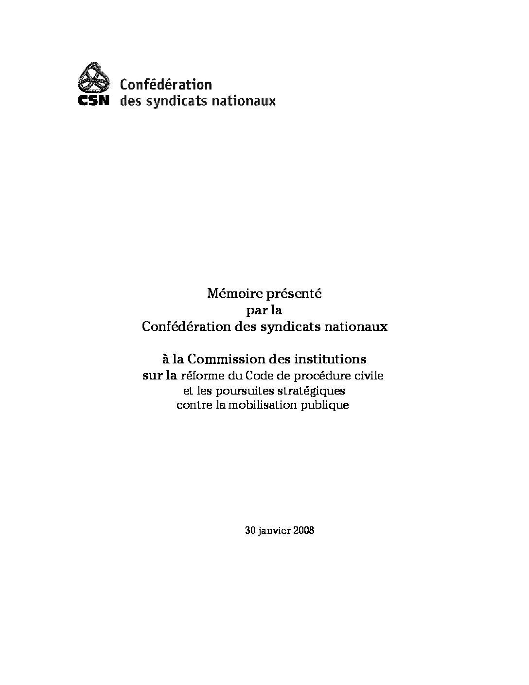 Mémoire sur les poursuites stratégiques contre la mobilisation publique