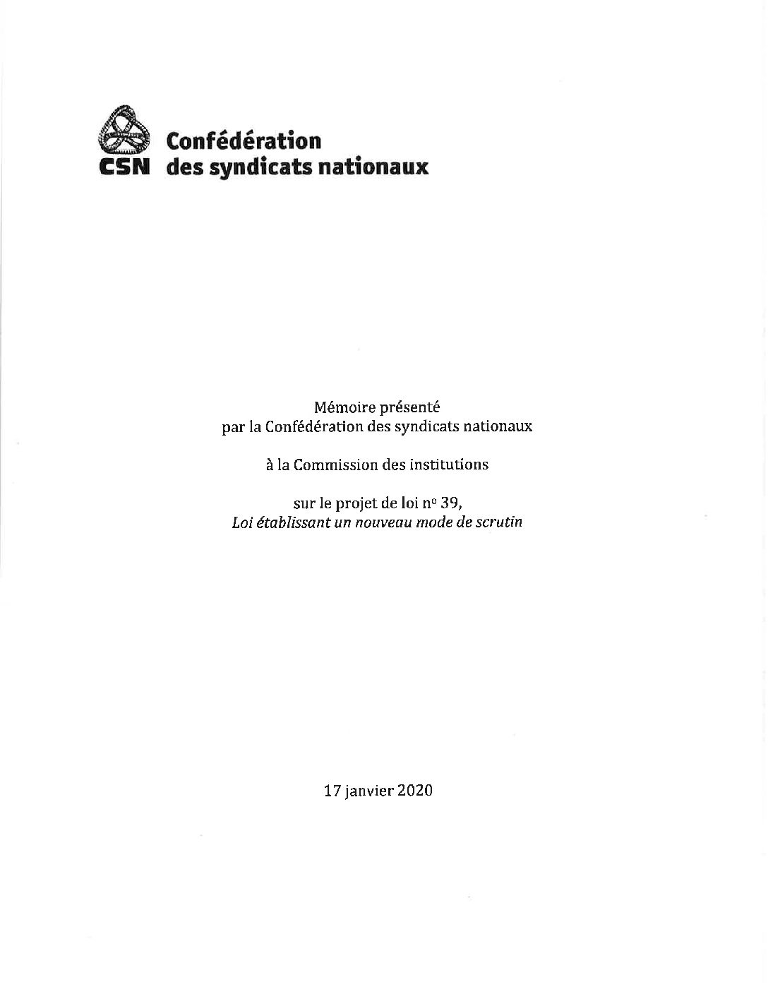 Mémoire sur le projet de loi 139