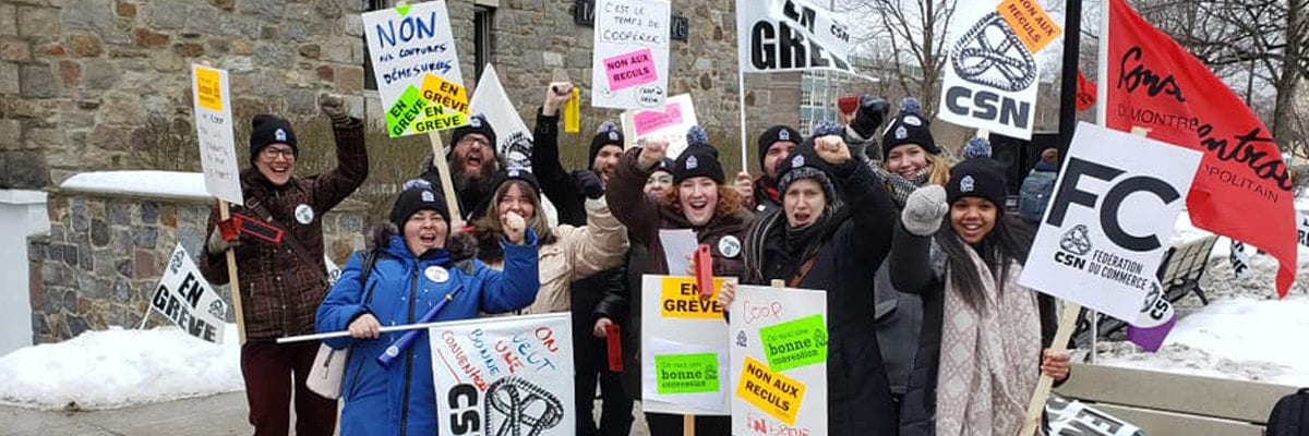 Des grèves à l'extérieur du Collège Maisonneuve