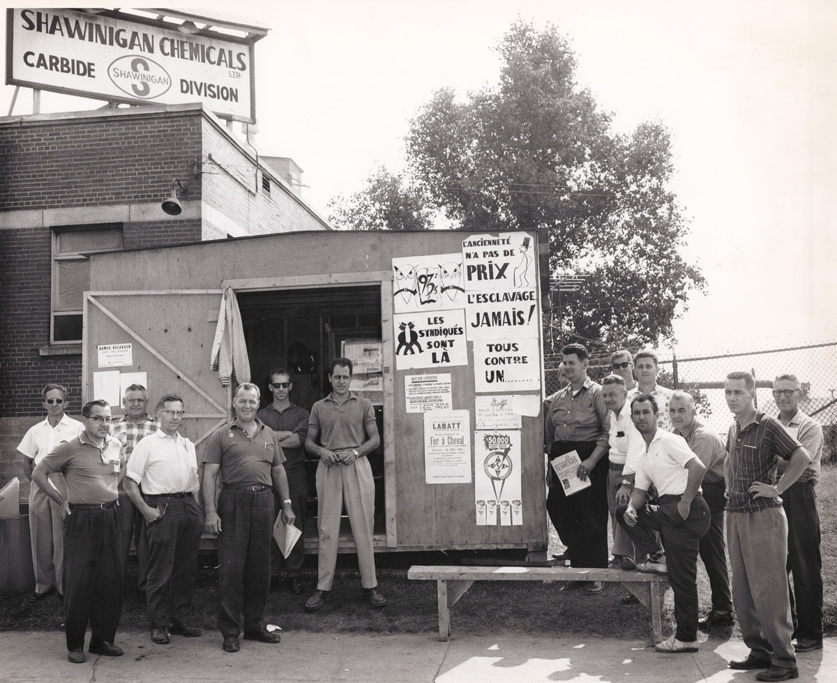 Grève de six mois des travailleuses et travailleurs de la Shawinigan Chemicals, 1962. // Archives CSN