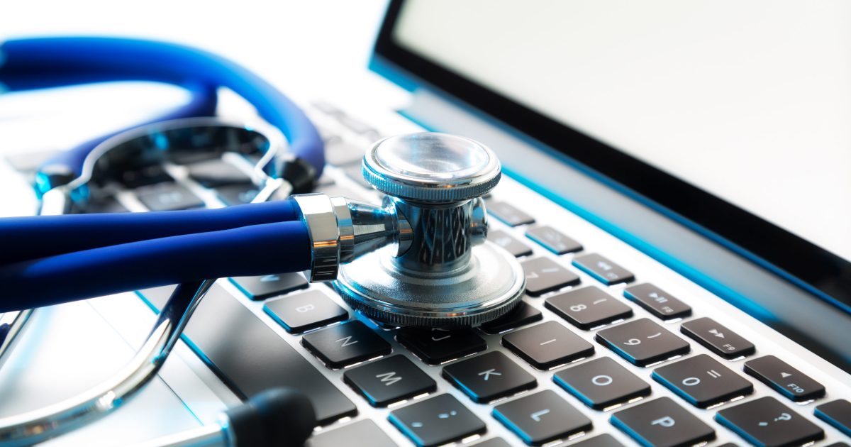 stethoscope on laptop