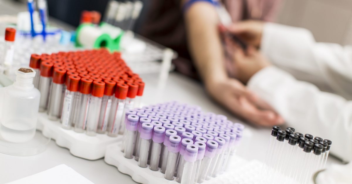 Taking blood in laboratory