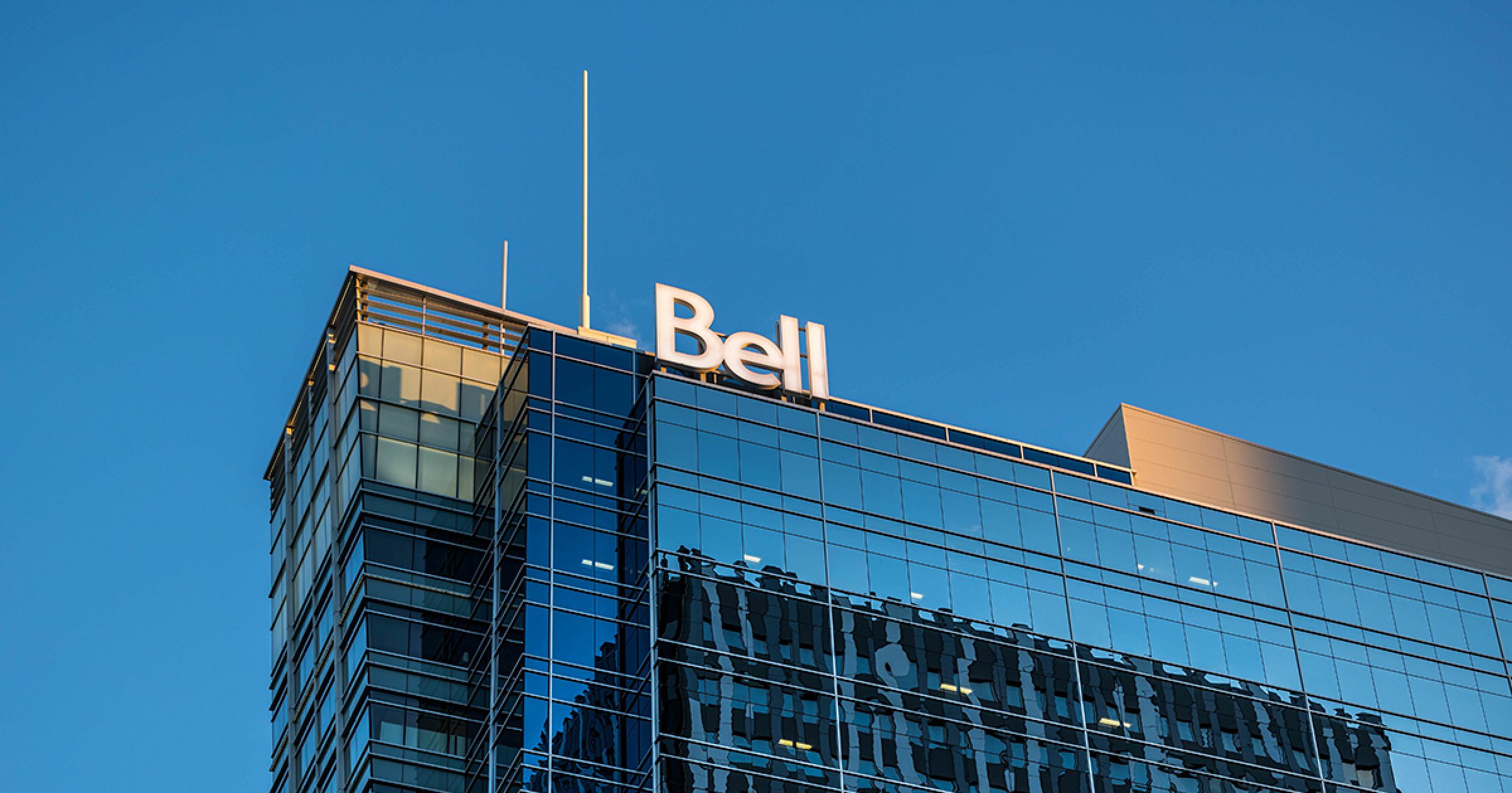 Bell corporate and business office in downtown Calgary with blue