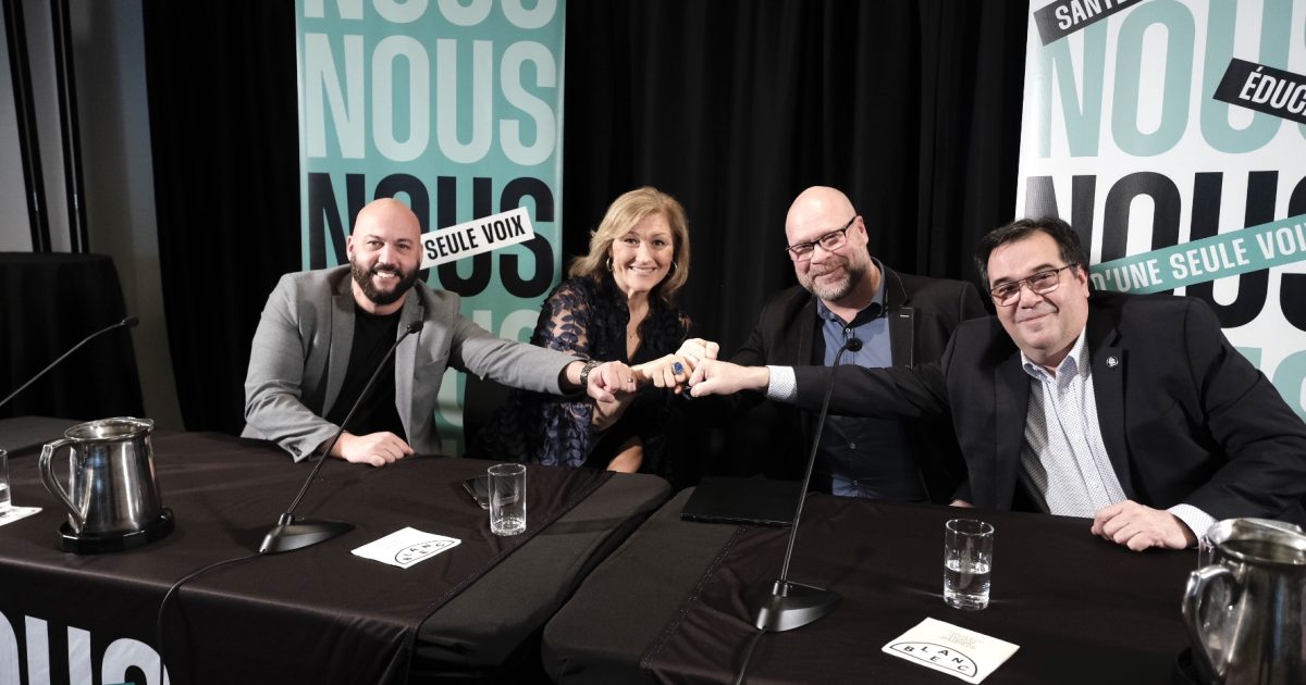 Les quatre leaders du Front commun - Photo : Dominic Morissette